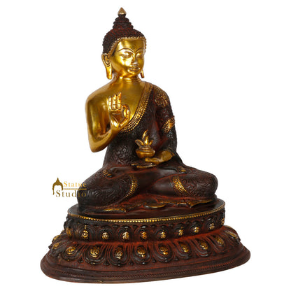 Indian Antique Look Brass Blessing Sitting Buddha Statue Idol Figurine 12" by vendor-unknown - Buddha (View 3)