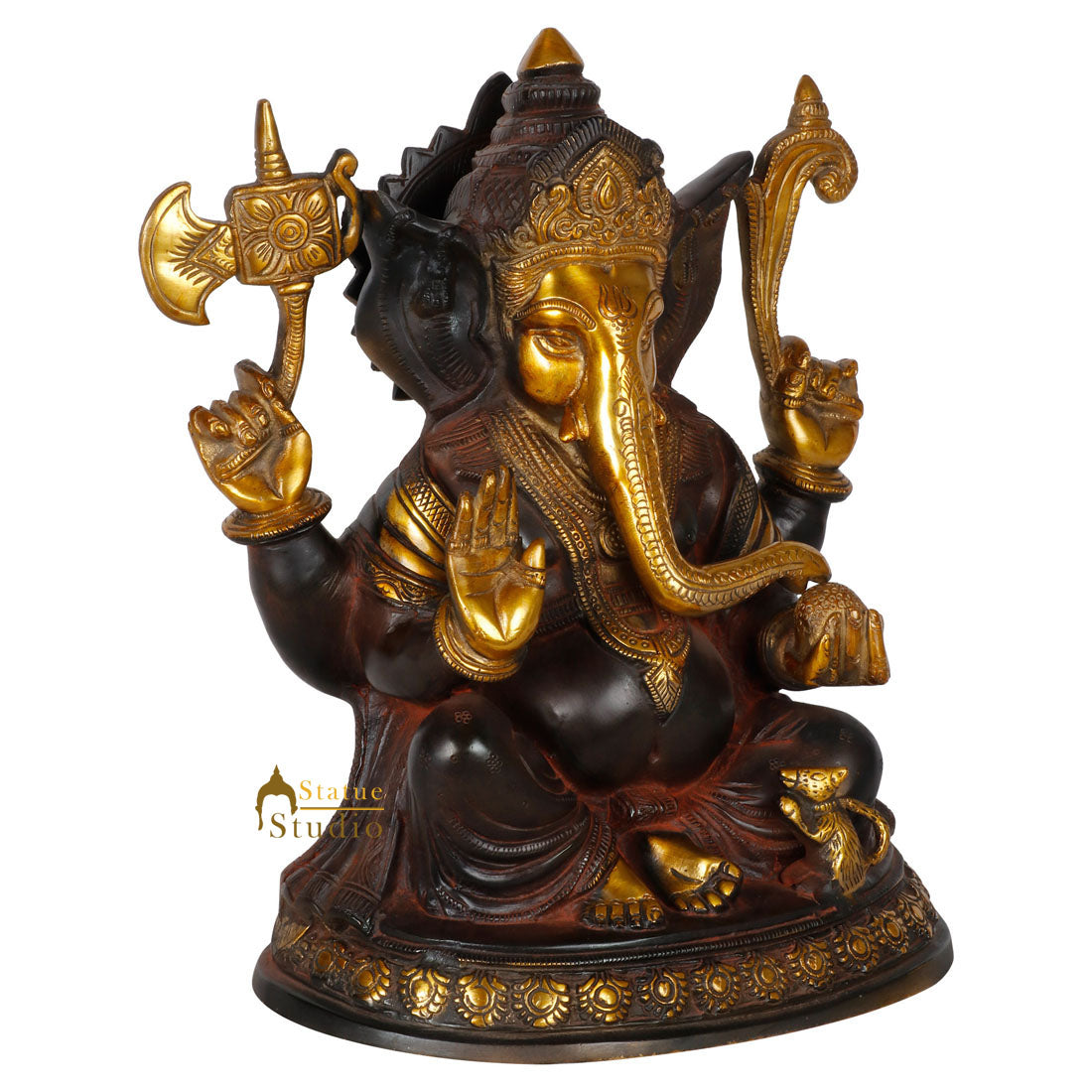Indian Antique Finish Religious Spiritual Ganpati Décor Statue Ganesha Idol 11"