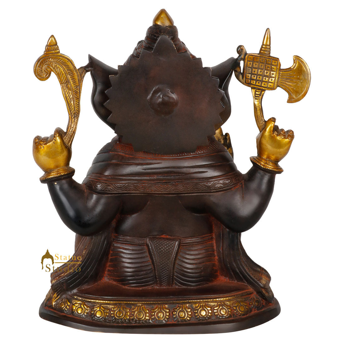 Indian Antique Finish Religious Spiritual Ganpati Décor Statue Ganesha Idol 11" - Image 4