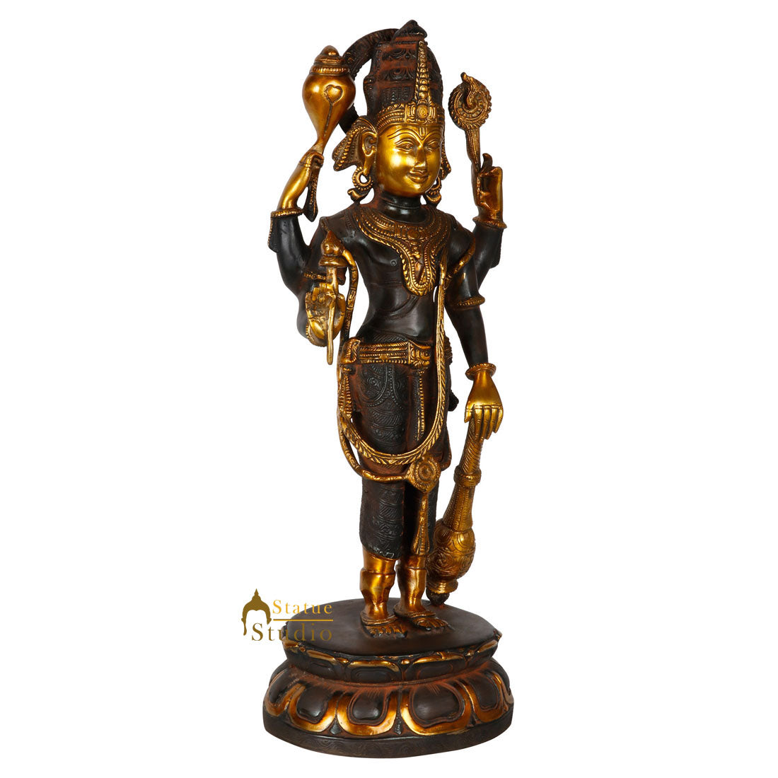 Brass Hindu God Standing Vishnu Statue Religious For Home Decor Idol 2 Feet - Image 4