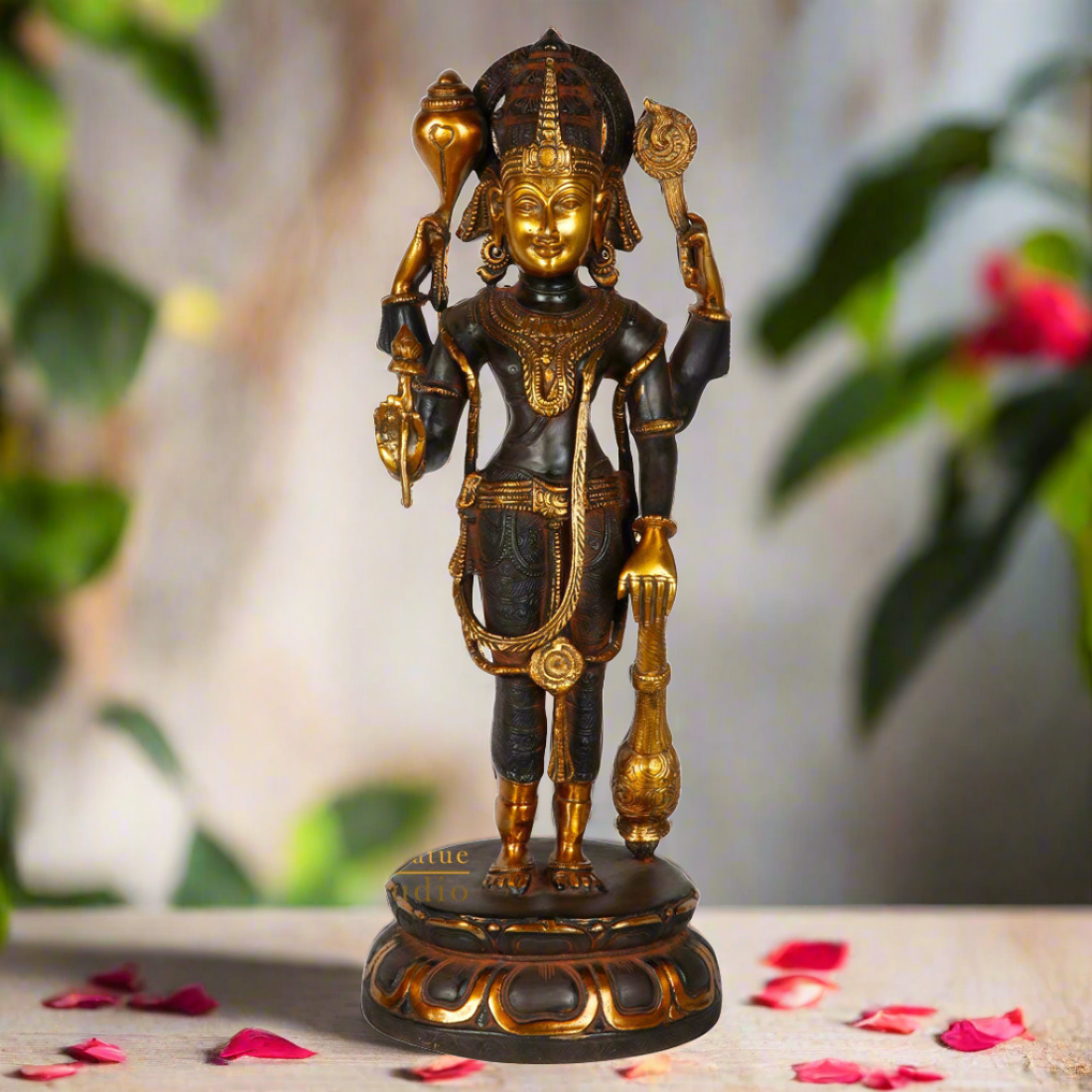 Brass Hindu God Standing Vishnu Statue Religious For Home Decor Idol 2 Feet - Eco-friendly - Sama Homes