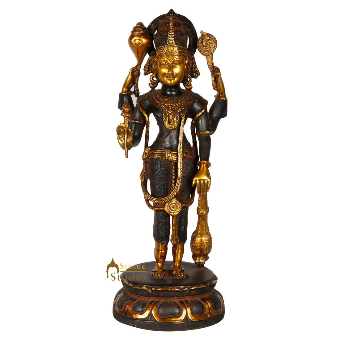 Brass Hindu God Standing Vishnu Statue Religious For Home Decor Idol 2 Feet - Image 3