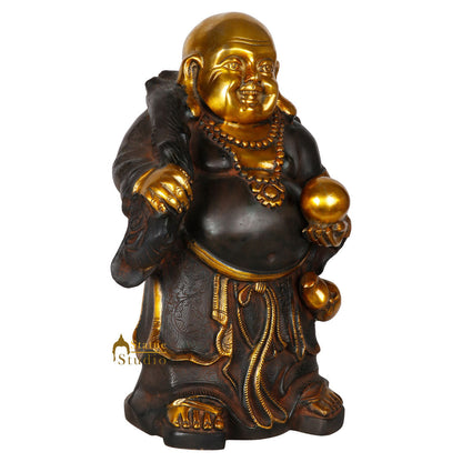 Brass Chinese Laughing Happy Buddha Statue Antique Finish Lucky Fengshui Vastu 17 Inch by vendor-unknown - Buddha (View 3)