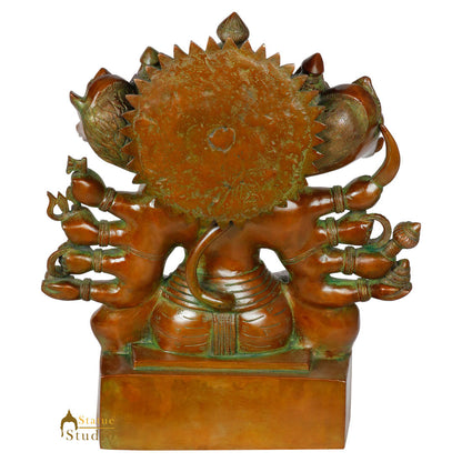 Brass Sitting Five Headed Panchmukhi Hanuman Statue For Home Décor 16" by vendor-unknown - Hindu Gods (View 4)