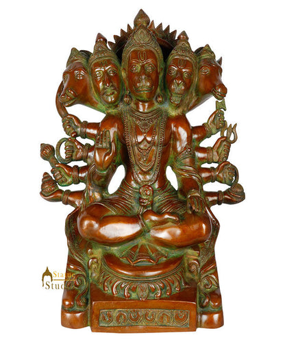 Brass Sitting Five Headed Panchmukhi Hanuman Statue For Home Décor 16" by vendor-unknown - Hindu Gods (View 2)