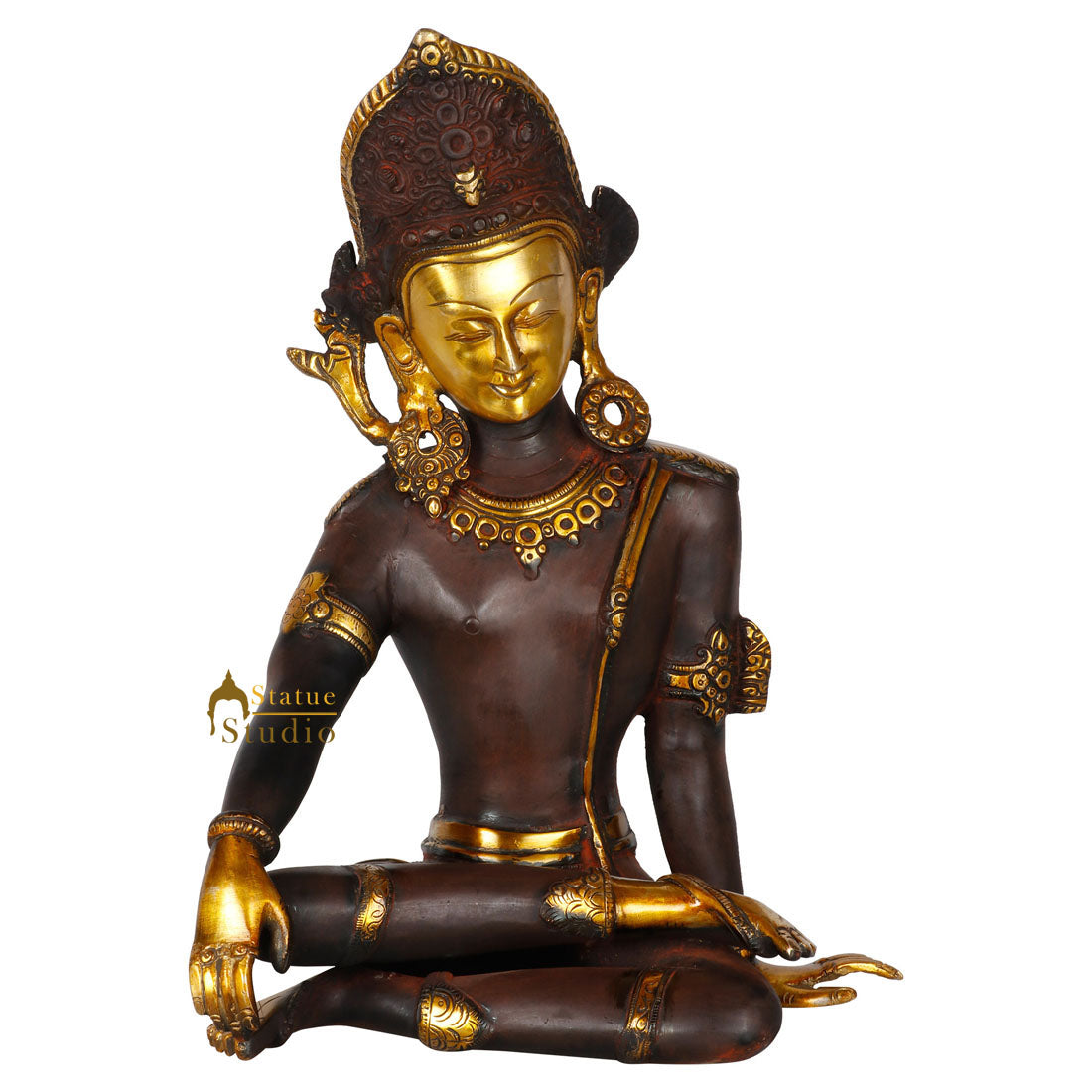 Antique Finish Lord Inder Statue Fine Indra Murti Décor Gift Idol Showpiece 14" - Eco-friendly - Sama Homes