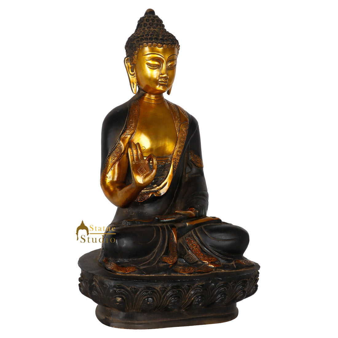 Indian handmade Brass Handicraft Buddha Gift Idol Décor Statue Figurine 16"
