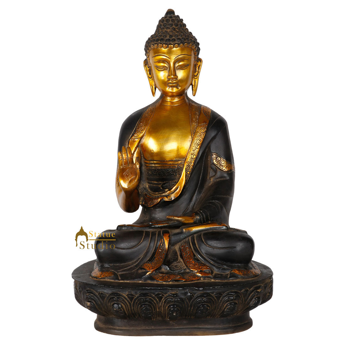 Indian handmade Brass Handicraft Buddha Gift Idol Décor Statue Figurine 16"