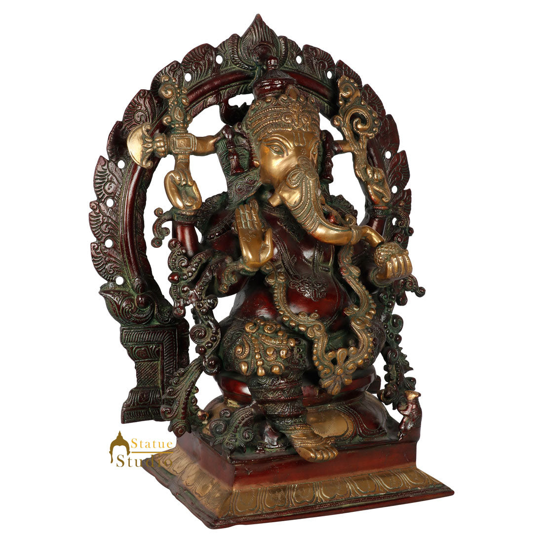 Brass Handcrafted Sitting Ganesha Murti Fine Decorative Statue Idol Figure 18"