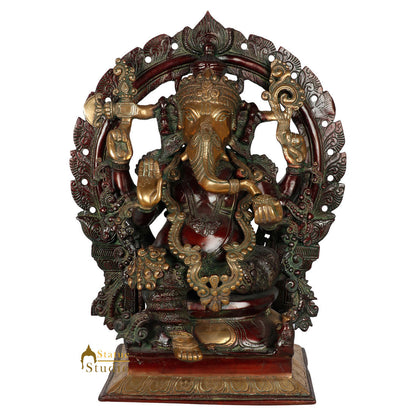 Brass Handcrafted Sitting Ganesha Murti Fine Decorative Statue Idol Figure 18" by vendor-unknown - Hindu Gods (View 2)