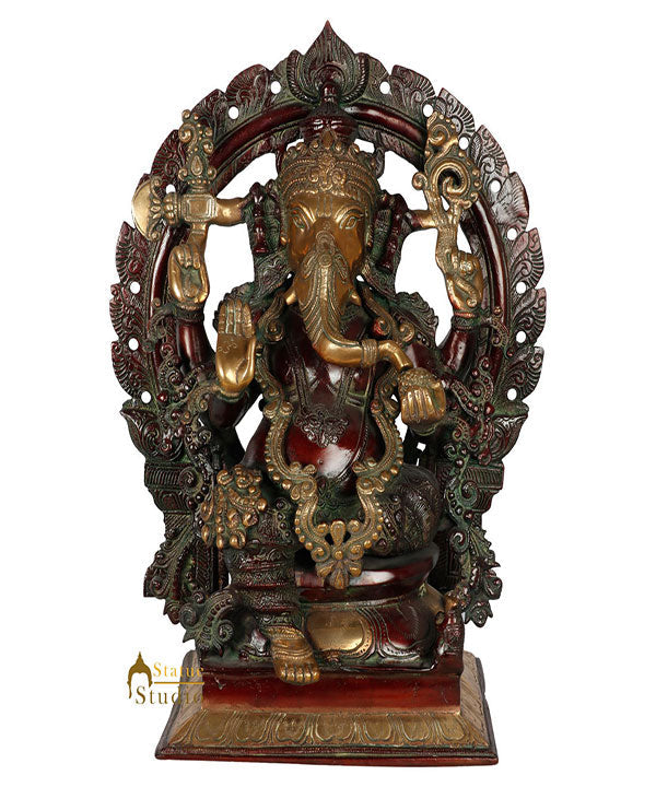 Brass Handcrafted Sitting Ganesha Murti Fine Decorative Statue Idol Figure 18"