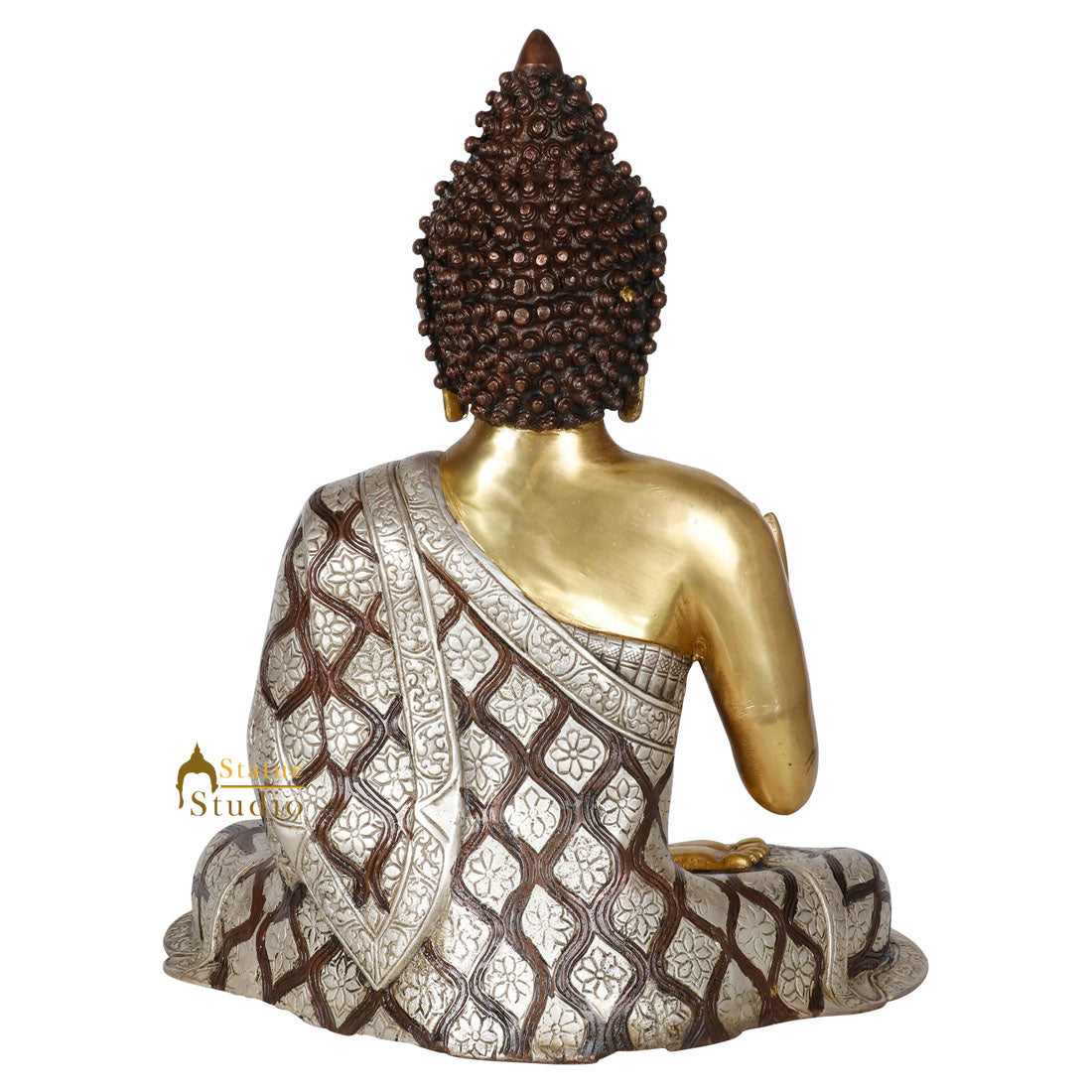 Brass Exclusive Look Blessing Buddha Statue For Home Decor Showpiece 17"