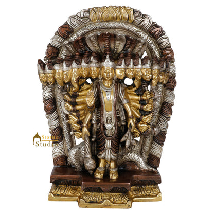 Indian Brass Exclusive Dashavtar Vishnu Multiple Head Décor Gift Idol Statue 11" by vendor-unknown - Hindu Gods (View 2)