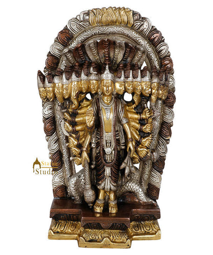Indian Brass Exclusive Dashavtar Vishnu Multiple Head Décor Gift Idol Statue 11" by vendor-unknown - Hindu Gods