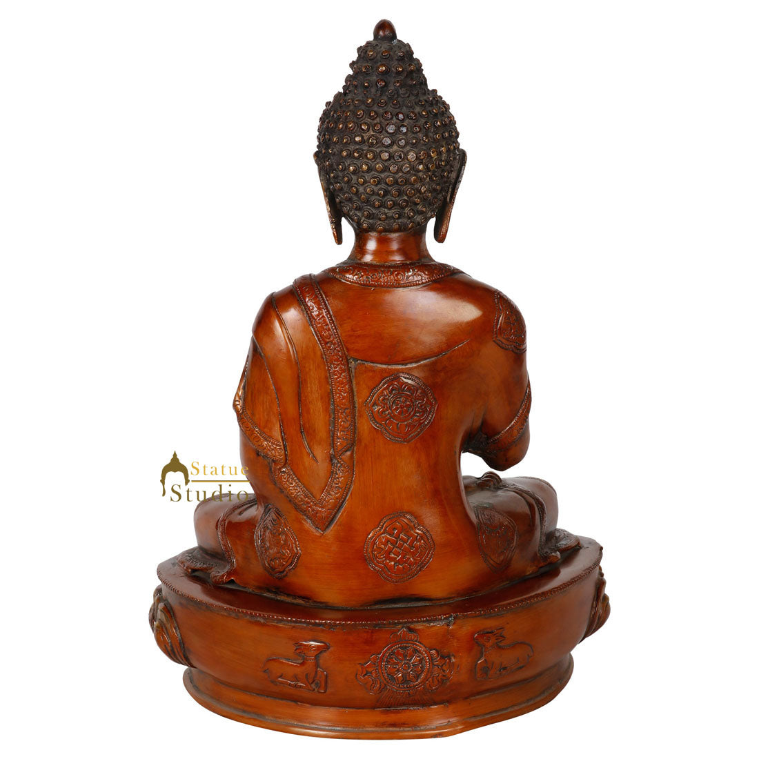 Brass Buddha Statue Antique Finish For Home Decor Showpiece 17" - Image 6