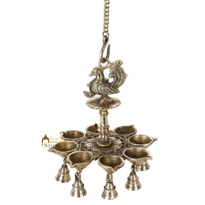 Indian Brass South Indian Style Peacock Hanging Oil Lamp Bird Temple Diya 10" by vendor-unknown - Spiritual (View 4)