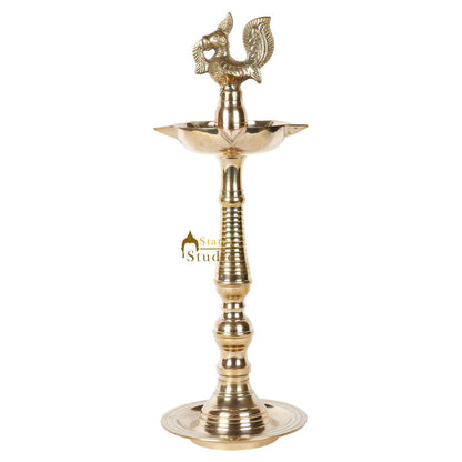 Indian Brass Religious Temple Spiritual Décor Standing Peacock Bird Diya 16" by vendor-unknown - Spiritual