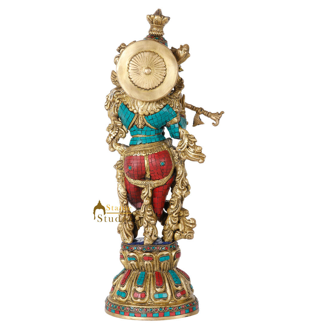 Indian Hindu God Krishna Fine Inlay Religious Décor Statue Idol Showpiece 20" - Image 4
