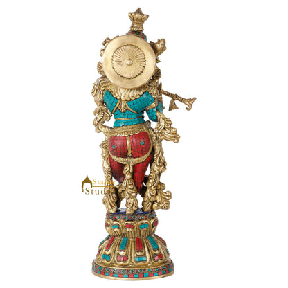 Indian Hindu God Krishna Fine Inlay Religious Décor Statue Idol Showpiece 20" by vendor-unknown - Hindu Gods (View 4)
