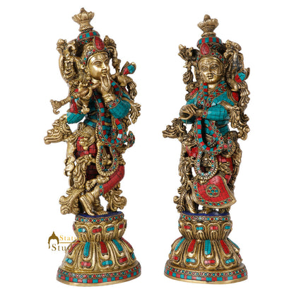 Indian Hindu God Radha Krishna Inlay Religious Décor Statue Idol Showpiece 20" by vendor-unknown - Hindu Gods (View 3)