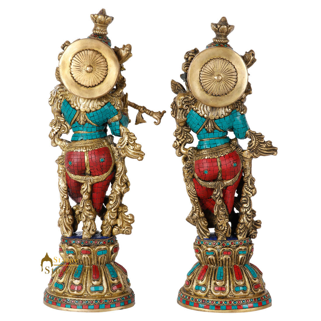 Indian Hindu God Radha Krishna Inlay Religious Décor Statue Idol Showpiece 20" - Image 4