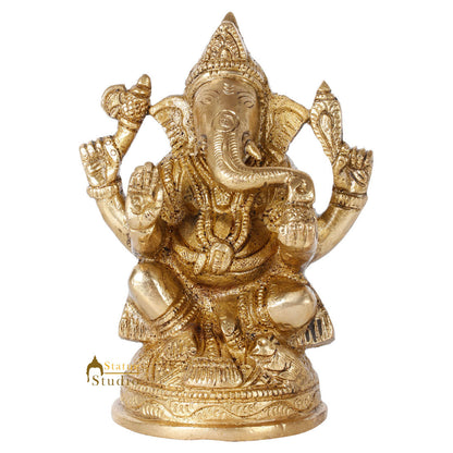 Fine Indian Lord Ganesha Corporate Diwali Gifting Idol Ganpati Décor Statue 4" by vendor-unknown - Hindu Gods (View 3)