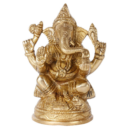 Fine Indian Lord Ganesha Corporate Diwali Gifting Idol Ganpati Décor Statue 4" by vendor-unknown - Hindu Gods (View 2)