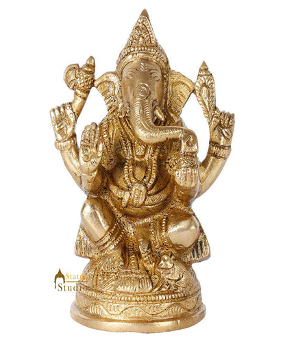 Fine Indian Lord Ganesha Corporate Diwali Gifting Idol Ganpati Décor Statue 4" by vendor-unknown - Hindu Gods