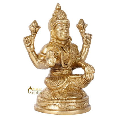 Brass Hindu Goddess Of Knowledge Lakshmi Statue Laxmi Gifting Idol Murti 4" by vendor-unknown - Hindu Gods (View 3)