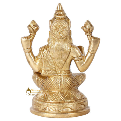 Brass Hindu Goddess Of Knowledge Lakshmi Statue Laxmi Gifting Idol Murti 4" by vendor-unknown - Hindu Gods (View 4)