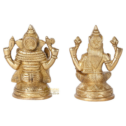 Indian Brass Hindu God Ganesh Laxmi Diwali Décor Gift Religious Idol Statue 4" by vendor-unknown - Hindu Gods (View 4)
