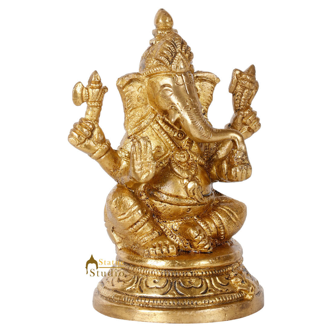 Fine Indian Lord Ganesha Corporate Diwali Gifting Idol Ganpati Décor Statue 4" - Image 3