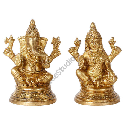 Indian Brass Hindu God Ganesh Lakshmi Diwali Décor Gift Religious Idol Statue 4" by vendor-unknown - Hindu Gods (View 2)