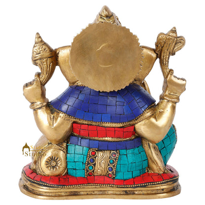Indian Lord Hindu Deity Ganpati Inlay Statue Décor Ganesha Idol Showpiece 6" by vendor-unknown - Hindu Gods (View 4)