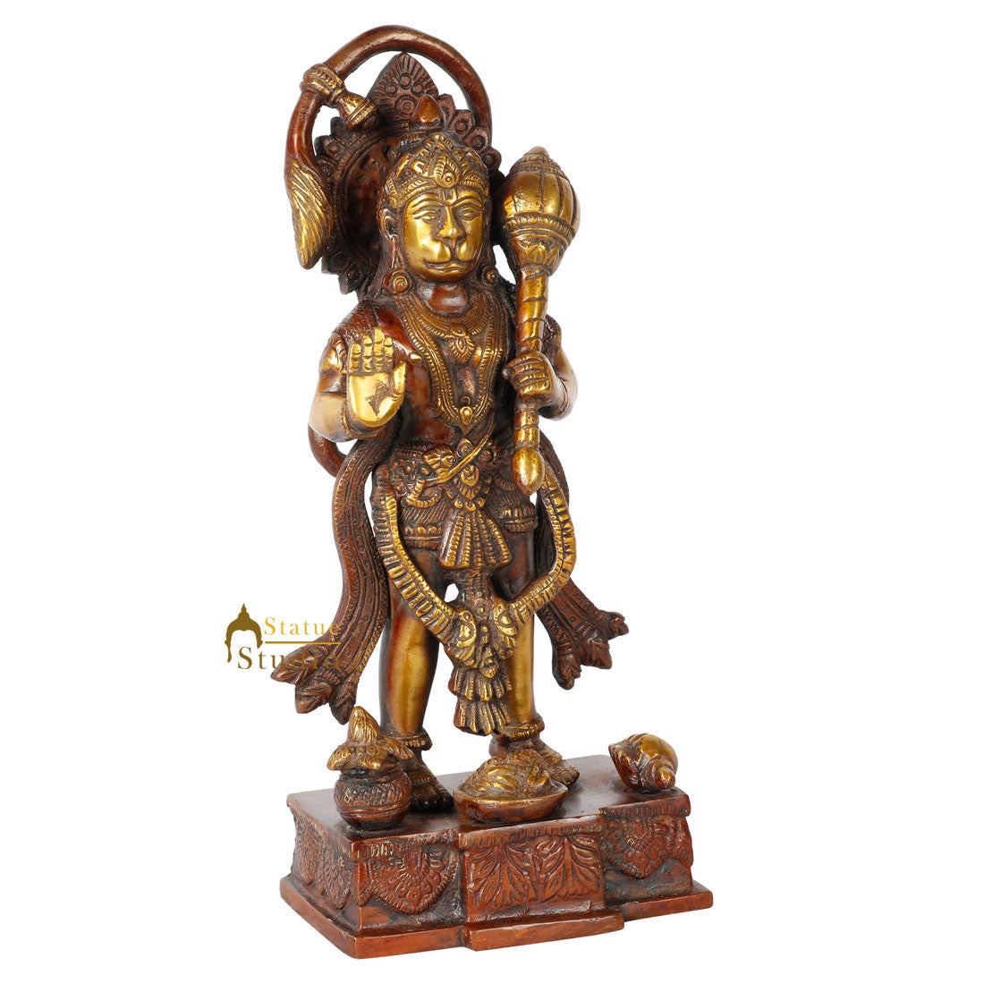 Brass Standing Hanuman Idol For Home Decor Showpiece 10" - Image 3