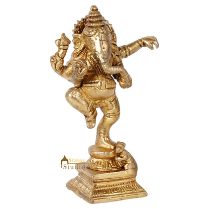 Small Lucky Dancing Ganesha Corporate Diwali Gift Idol Murti Décor Statue 6" by vendor-unknown - Hindu Gods (View 4)