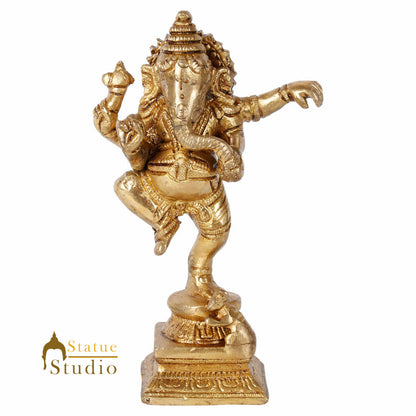 Small Lucky Dancing Ganesha Corporate Diwali Gift Idol Murti Décor Statue 6" by vendor-unknown - Hindu Gods (View 3)