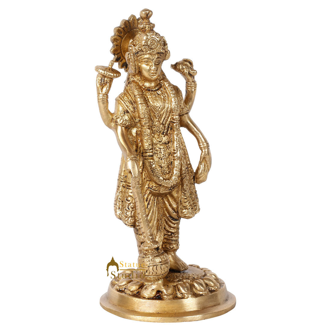 Small Lucky Hindu God Vishnu Bhagwan Murti Décor Gift Idol Statue 7" - Image 3