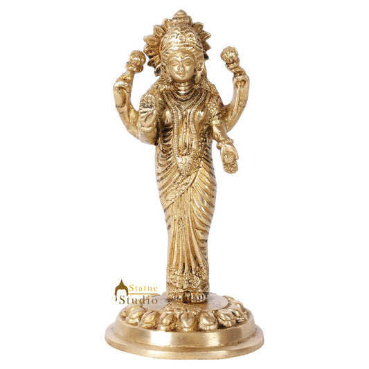 Indian Hindu Goddess OF Wealth Laxmi Lakshmi Standing Décor Statue Idol 7"
