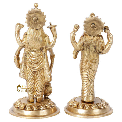 Brass Hindu God Goddess Vishnu Laxmi Religious Decor Idol Lucky Gift Statue 7" by vendor-unknown - Hindu Gods (View 4)
