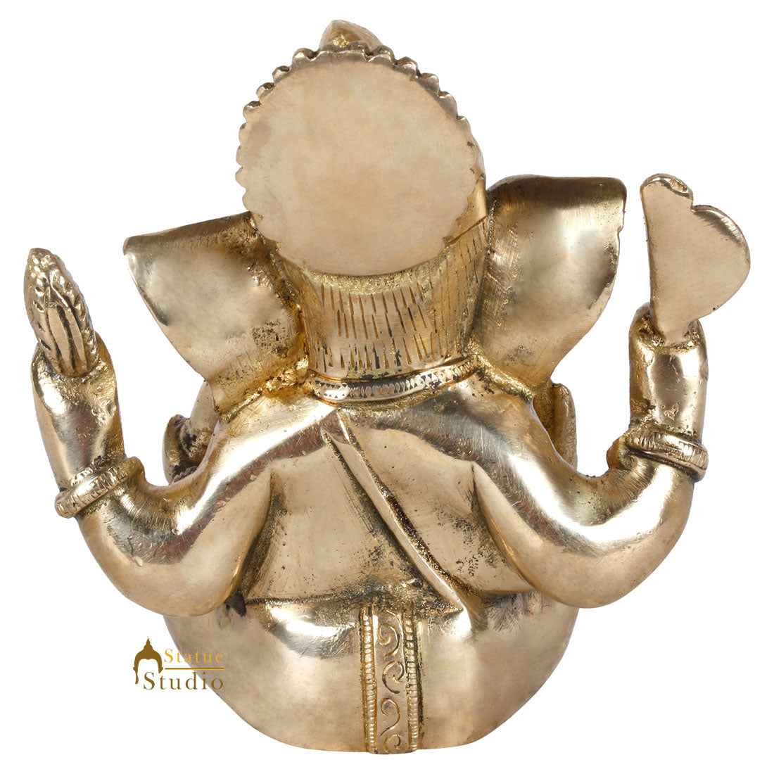 Brass Small Lucky Sitting Ganesha Idol 4.5"