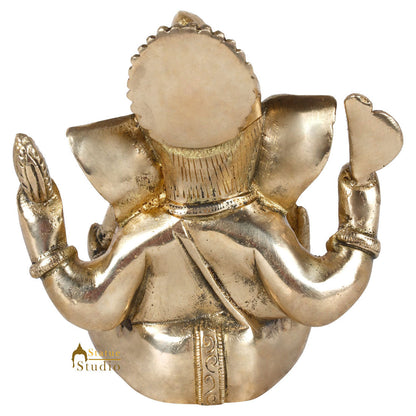 Brass Small Lucky Sitting Ganesha Idol 4.5" by StatueStudio - Hindu Gods (View 6)