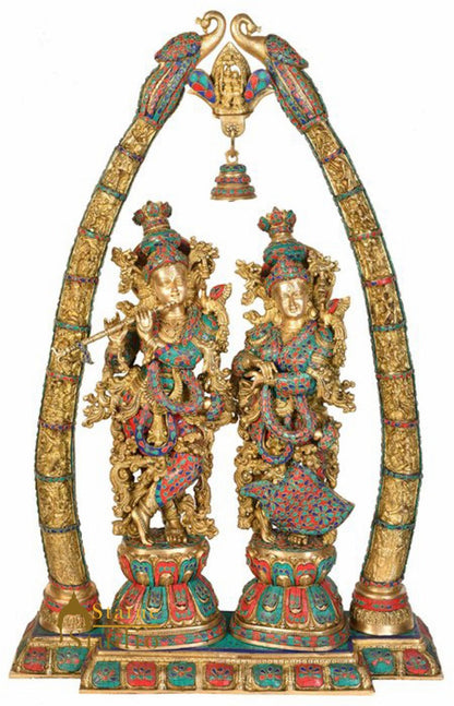 Indian Hindu God Goddess Radha Krishna Arch Inlay Décor Statue Idol Figure 4 Ft by vendor-unknown - Hindu Gods (View 2)