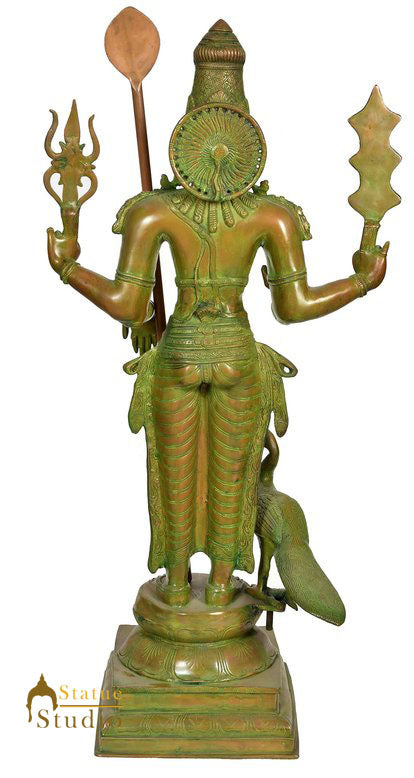 Warrior Son Of Hindu God Shiv Lord Kartikeya Murugan Vintage Idol Statue 3 Feet - Image 3