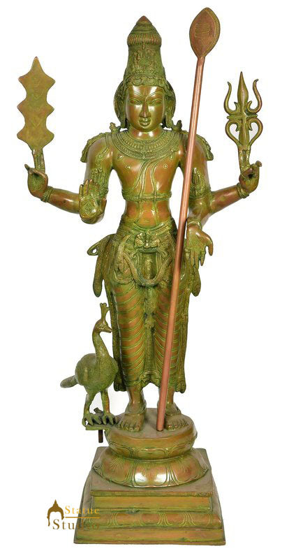 Warrior Son Of Hindu God Shiv Lord Kartikeya Murugan Vintage Idol Statue 3 Feet - Image 2