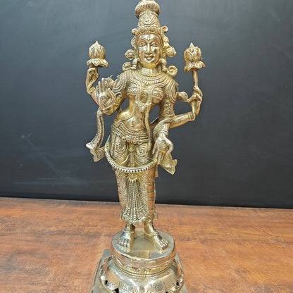 Brass Indian Goddess Of Wealth Standing Lakshmi Idol Laxmi Statue Décor Item 18" by vendor-unknown - Hindu Gods (View 5)