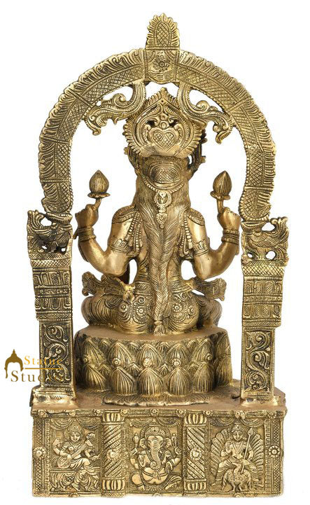 Goddess Of Wealth Lakshmi Statue Laxmi Idol Base Carved with Indian Deities 20" - Image 3