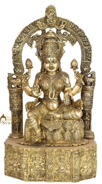 Goddess Of Wealth Lakshmi Statue Laxmi Idol Base Carved with Indian Deities 20" by vendor-unknown - Hindu Gods (View 2)