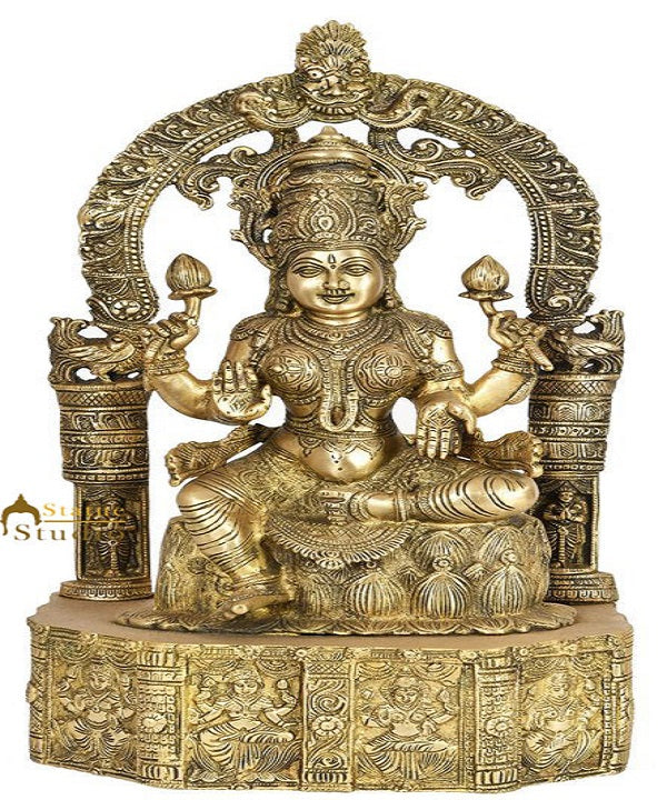 Goddess Of Wealth Lakshmi Statue Laxmi Idol Base Carved with Indian Deities 20" - Eco-friendly - Sama Homes