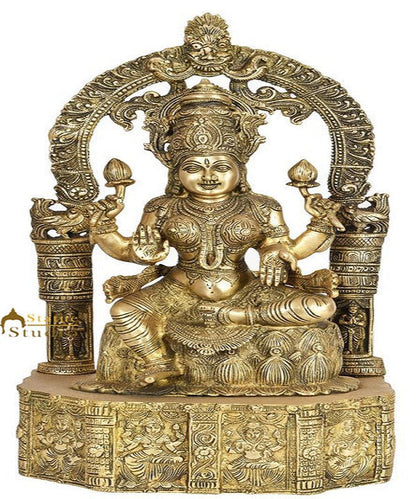 Goddess Of Wealth Lakshmi Statue Laxmi Idol Base Carved with Indian Deities 20" by vendor-unknown - Hindu Gods